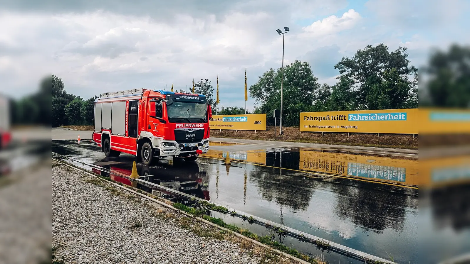 Auch Gefahrenbremsungen auf glattem Untergrund trainierten die Feuerwehrler. (Foto: KBI Dachau)