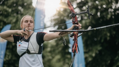 Auch Charline Schwarz, Team-Bronzemedaillengewinnerin von Tokio 2020, freut sich auf die Bogen-EM im eigenen Land. (Foto: Deutscher Schützenbund)