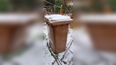 Feuchter Biomüll kann im Winter in der Tonne festfrieren. (Foto: Kommunale Abfallwirtschaft)