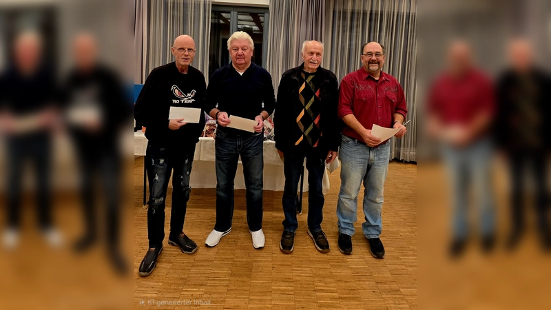 Turnierleiter Rainer Hartl überreichte den drei Erstplatzierten Johann Pölz, Rudolf Filser und Godehard Geble Geldpreise. (Foto: Brem)