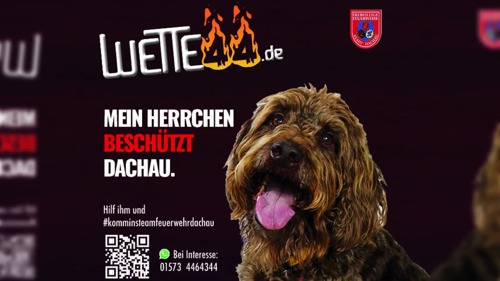 Mit Kind und Kegel und Hund wirbt die Dachauer Feuerwehr für ehrenamtliches Engagement. (Foto: Weimer & Paulus)