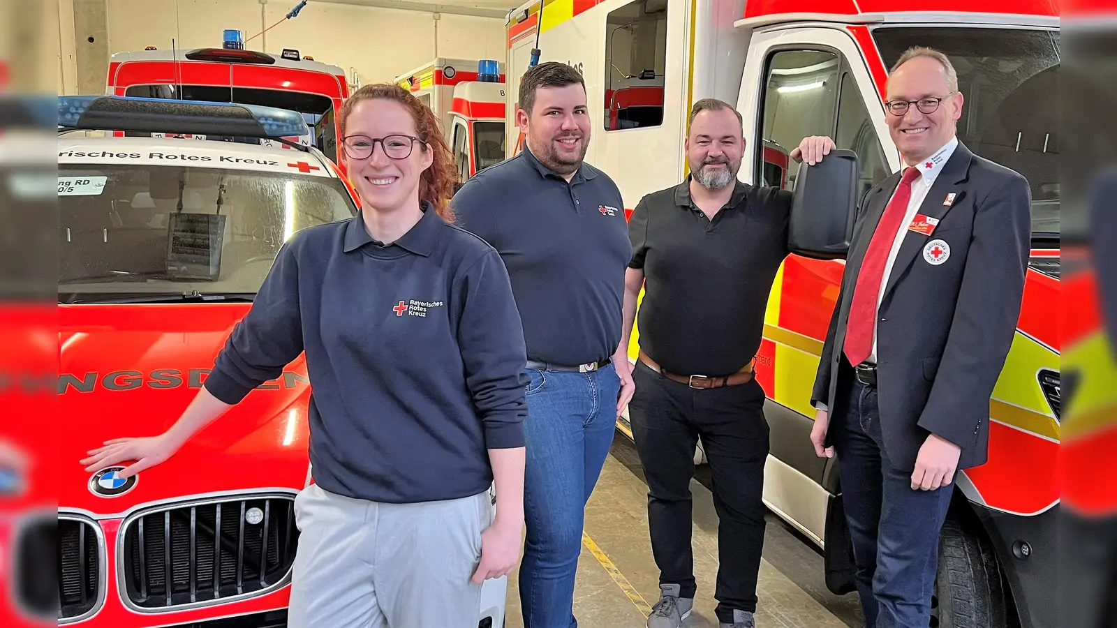 Denise Stalph, Christian Pelz, Leiter Rettungsdienst Martin Noß und Bernhard Seidenath. (Foto: BRK)