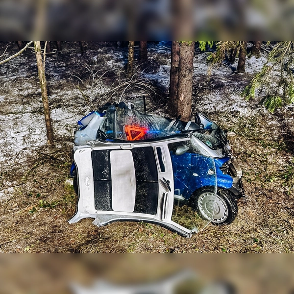 Der Smart prallte gegen einen Baum. (Foto: Kreisbrandinspektion Dachau)