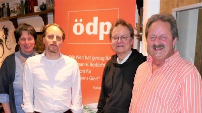 Gründeten eine ÖDP Ortsverein für die Stadt Dachau (von li) Dagmar Hamberger, Wolfgang Ott, Heinrich Bömeke und Gerhard Lange. (Foto: ÖDP Dachau)