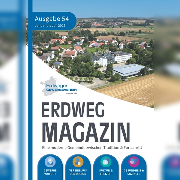 Die neue Ausgabe des ERDWEG Magazins ist Ende Januar erschienen und informiert über aktuelle Themen rund um Gewerbe und Gemeinde. (Foto: Ölsner Werbung)