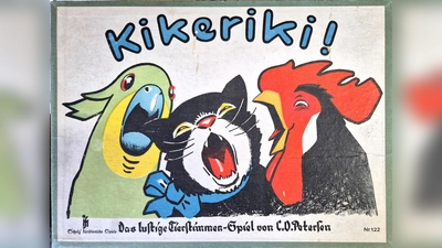 Kikeriki. Das lustige Tierstimmen-Spiel von C. O. Petersen (Josef Scholz Verlag, Mainz, ca. 1930). (Foto: Museen der Stadt Nürnberg, Deutsches Spielearchiv)