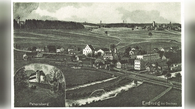 Eine historische Aufnahme der Gemeinde Erdweg mit dem neuen Bahnhof nach 1913. (Foto: Sammlung Witschel)